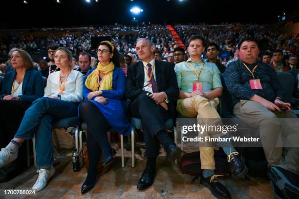 Sir Ed Davey, leader of the Liberal Democrats, listens to speeches during policy motions at Bournemouth International Centre, on September 25, 2023...