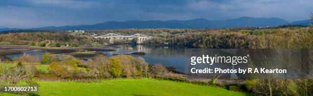menai suspension bridge, north wales - menai bridge stock pictures, royalty-free photos & images