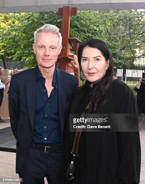 Tim Marlow and Marina Abramovic attend a special performance by Russia born Brazilian performance artist Fyodor Pavlov-Andreevich ahead of his...