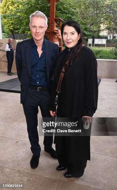 Tim Marlow and Marina Abramovic attend a special performance by Russia born Brazilian performance artist Fyodor Pavlov-Andreevich ahead of his...