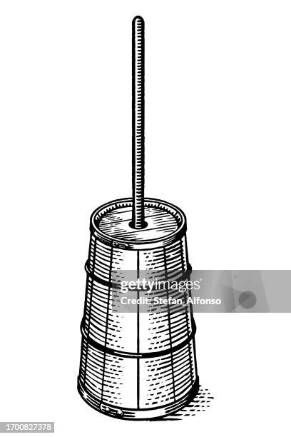 vector drawing of a vintage butter churn - butter churn stock illustrations
