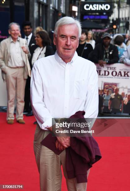 John McDonnell attends the London Premiere of "The Old Oak" at Vue West End on September 25, 2023 in London, England.