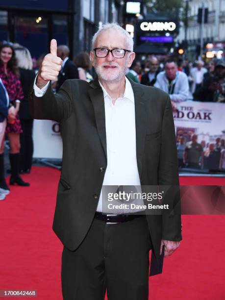 Jeremy Corbyn attends the London Premiere of "The Old Oak" at Vue West End on September 25, 2023 in London, England.