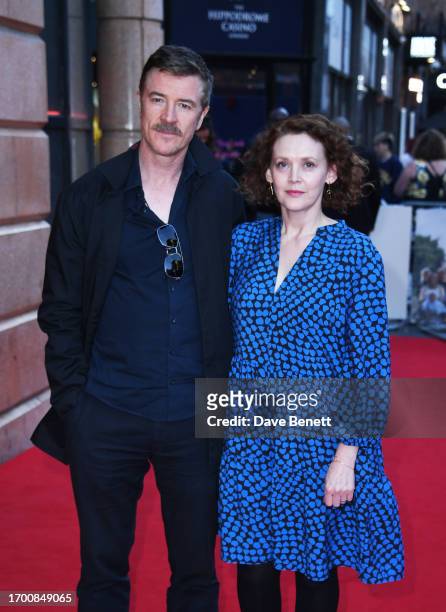 Barry Ward and Simone Kirby attends the London Premiere of "The Old Oak" at Vue West End on September 25, 2023 in London, England.