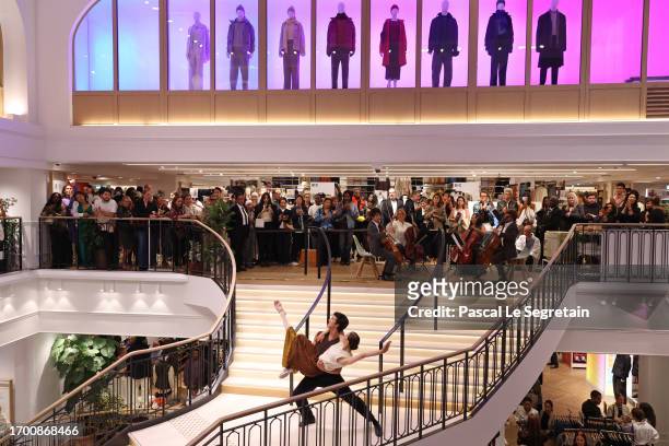 Dancers perform during the Uniqlo Opera Reopening as part of Paris Fashion Week on September 25, 2023 in Paris, France.