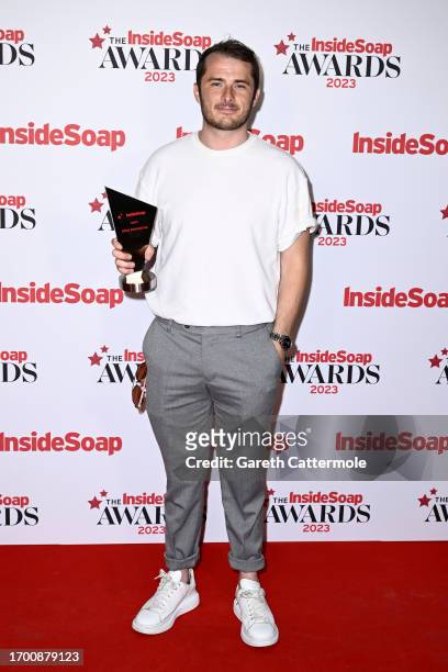 Max Bowden with the Soap Superstar of the Year Award at the Inside Soap Awards 2023 Winners Room at Salsa! on September 25, 2023 in London, England.