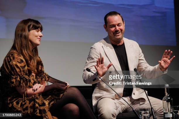 Danny Dyer and Nia Childs on stage at the Danny Dyer In Conversation event at BFI Southbank on September 25, 2023 in London, England.