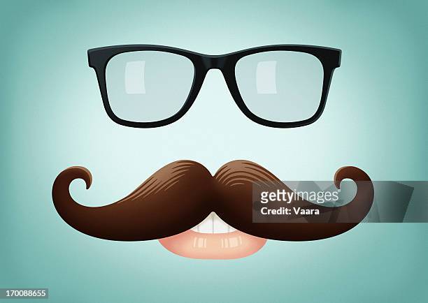 stockillustraties, clipart, cartoons en iconen met mustache and glasses - brown moustache cutout