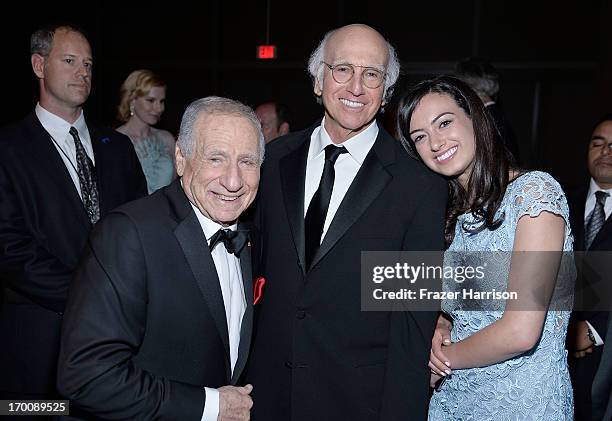 Honoree Mel Brooks, Larry David, and daughter Cazzie David attend the 41st AFI Life Achievement Award Honoring Mel Brooks after party at Dolby...