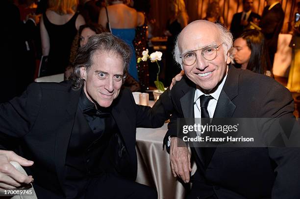 Actor/comedian Richard Lewis and Larry David attend the 41st AFI Life Achievement Award Honoring Mel Brooks after party at Dolby Theatre on June 6,...