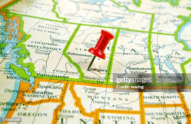 mapa. calgary - alberta fotografías e imágenes de stock