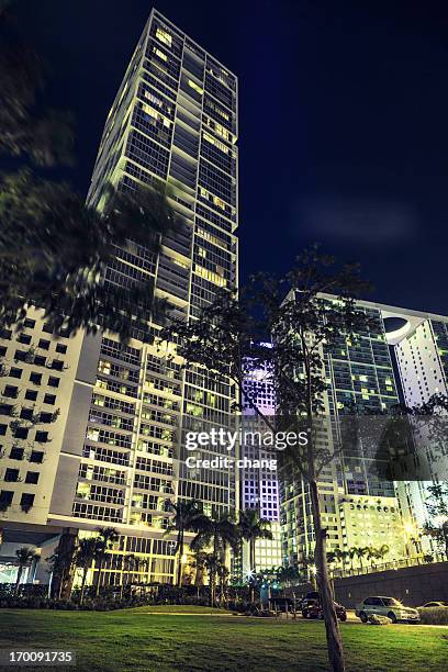 night view of brickell, miami city - miami streets stock pictures, royalty-free photos & images