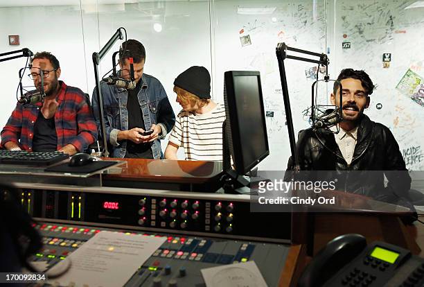 Kelsey Ayer, Ryan Hahn, Matt Frazier and Taylor Rice of Local Natives visit the SiriusXM Studios on June 6, 2013 in New York City.