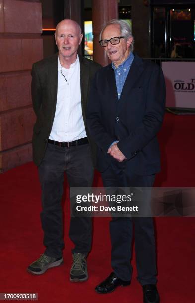Paul Laverty and Ken Loach attend the London Premiere of "The Old Oak" at Vue West End on September 25, 2023 in London, England.