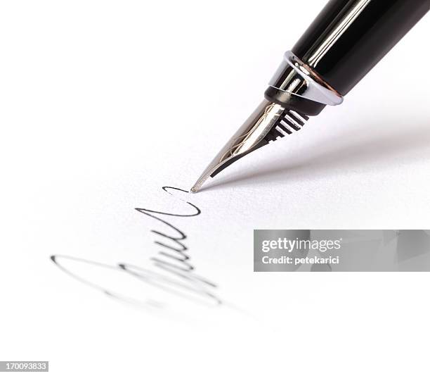signing a blank document - vulpen stockfoto's en -beelden