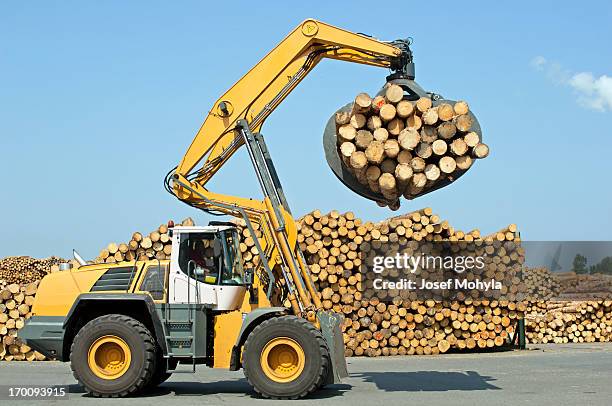 rad-lader-forstwirtschaft - wheel loader stock-fotos und bilder