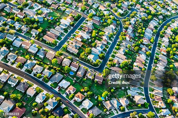 san antoniotexas suburban wohnsiedlung viertel – luftaufnahme - parzellierte fläche stock-fotos und bilder