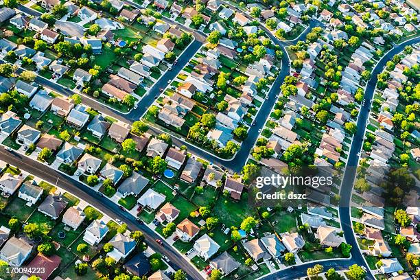 san antoniotexas  suburban housing development neighborhood - aerial view - aerial view house stock pictures, royalty-free photos & images