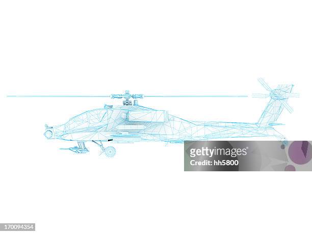 3d sketch architecture us army ah-64 apache attack helicopter 1 - apache helikopter stockfoto's en -beelden