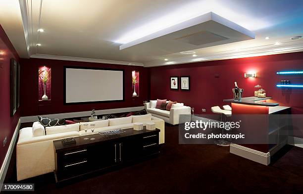 beautiful cinema room - home theater stock pictures, royalty-free photos & images