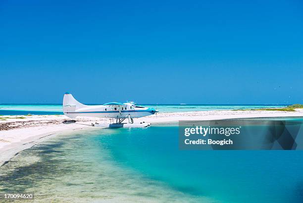 sea plane on a tropical island - watervliegtuig stockfoto's en -beelden