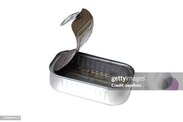 opened empty sardine can - sardine can stock pictures, royalty-free photos & images