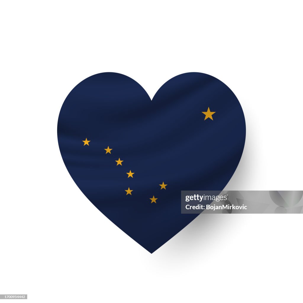Alaska heart flag. Vector