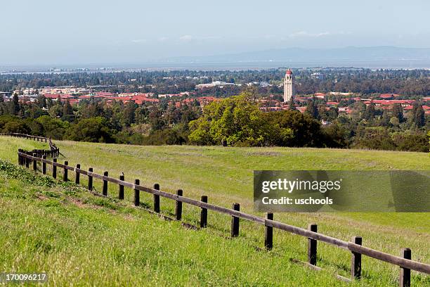 stanford university, hoover tower, palo alto and the south bay - stanford v california stock pictures, royalty-free photos & images