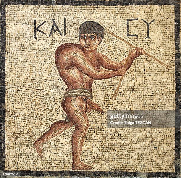 ancient mosaics in antakya (hatay), turkey - mosaic greek stock pictures, royalty-free photos & images