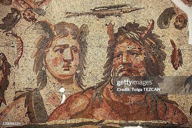 ancient mosaics in antakya (hatay), turkey - antakya stock pictures, royalty-free photos & images