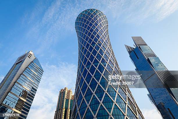downtown doha - doha buildings stock pictures, royalty-free photos & images