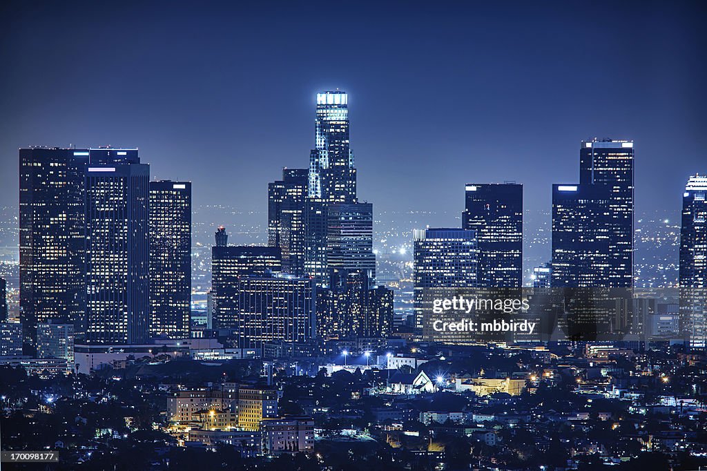 Los Angeles skyline by night, California, USA