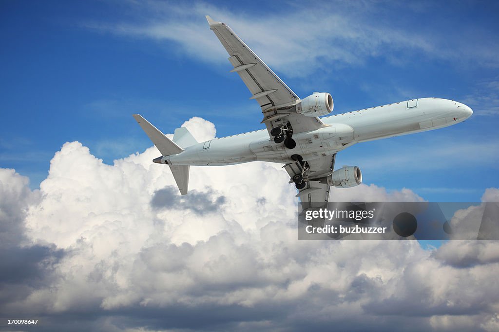 Large Passenger Airplane Flying in the Sky