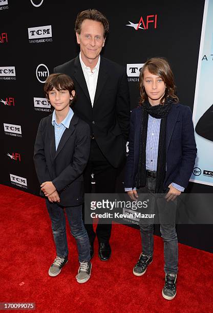 Actor Steven Weber with sons, Alfie Weber and Jack Weber attend AFI's 41st Life Achievement Award Tribute to Mel Brooks at Dolby Theatre on June 6,...