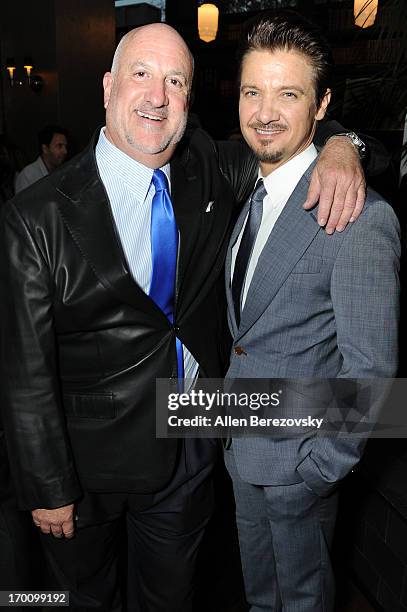 Actor Jeremy Renner and Bill Curtis celebrate with Kristoffer Winters the launch of Robb Report "Home & Style" on June 6, 2013 in Los Angeles,...