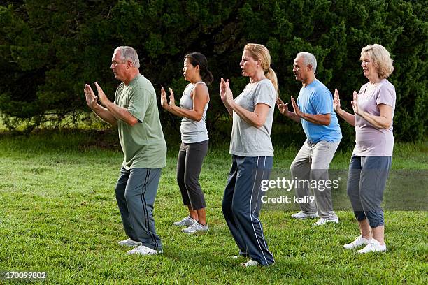 cours de tai chi - taijiquan photos et images de collection