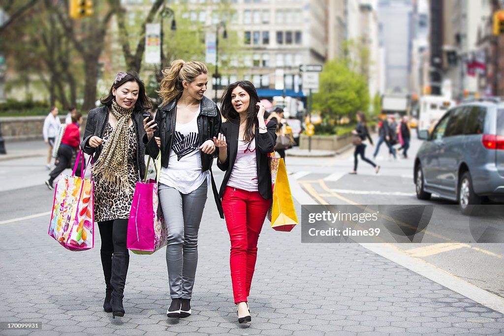 Young ladies shopping in New York City