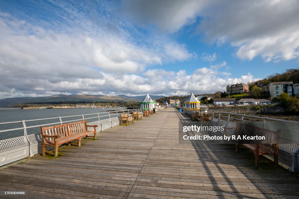 Bangor's Garth Pier in spring sunshine, North Wales