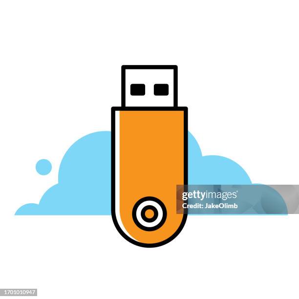 usb flash drive icon line art - usb cable stock illustrations