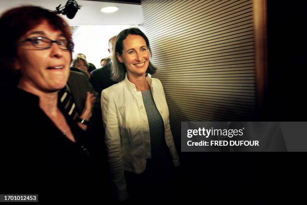 France's Segolene Royal , one of the three candidates for the Socialist Party presidential nomination, leaves a press conference focusing on Europe,...