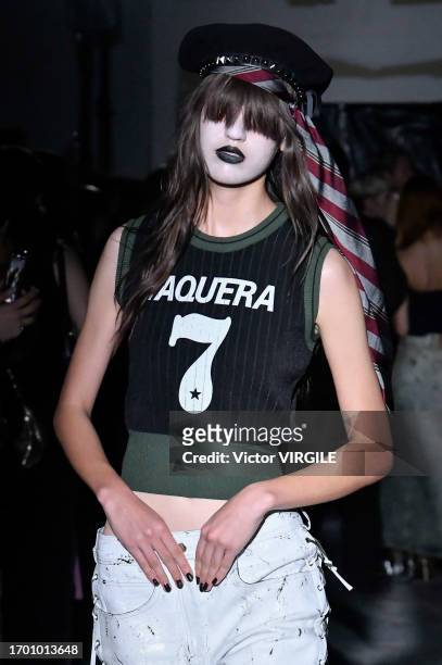 Model walks the runway during the Vaqueira Ready to Wear Spring/Summer 2024 fashion show as part of the Paris Fashion Week on September 25, 2023 in...