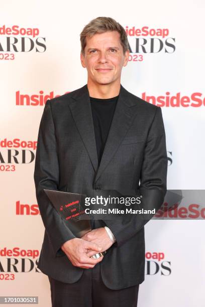 Nigel Harman with the Best Drama Star awards at the Inside Soap Awards 2023 Winners Room at Salsa! on September 25, 2023 in London, England.