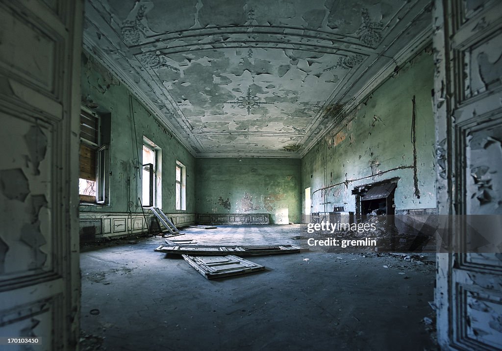 Empty room in abandoned European castle