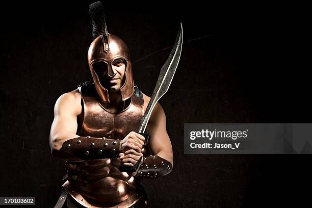 spartan warrior - greece costume stock pictures, royalty-free photos & images