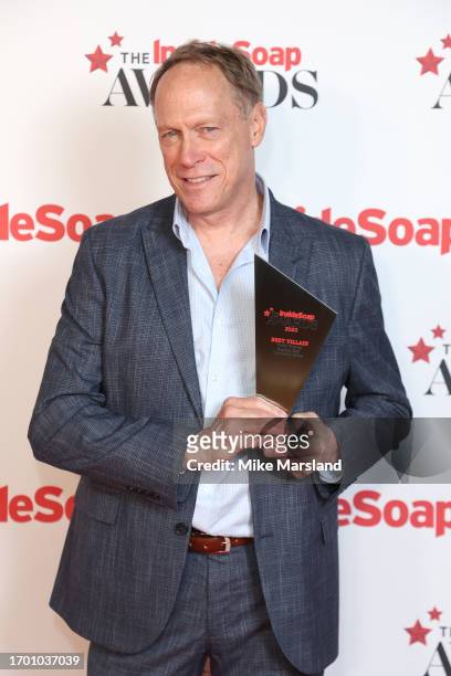 Todd Boyce with the Best Villain award at the Inside Soap Awards 2023 Winners Room at Salsa! on September 25, 2023 in London, England.