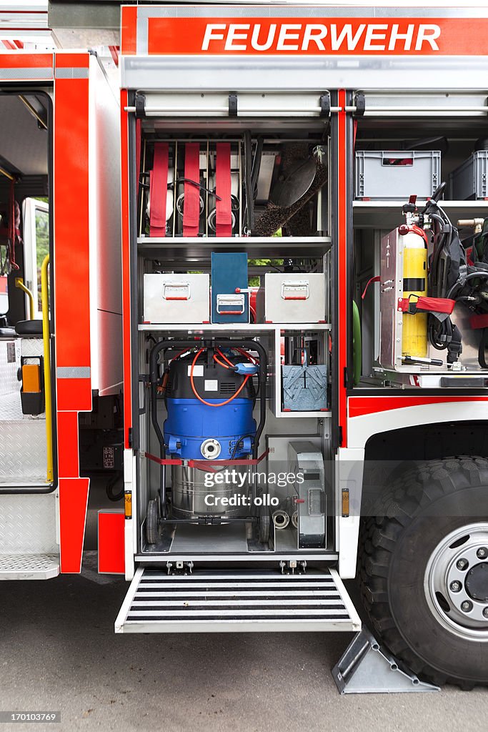 German Fireless Engine German Fire Engine In Action Firefighters Equipment High-Res Stock ...