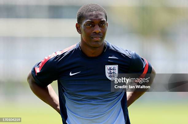 Marvin Sordell of England during a England U21's training session ahead of their UEFA European Under-21 Championship Group A match against Norway U21...