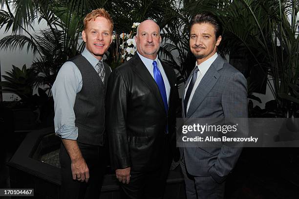 Kristoffer Winters, BIll Curtis and actor Jeremy Renner celebrate the launch of Robb Report "Home & Style" on June 6, 2013 in Los Angeles, California.