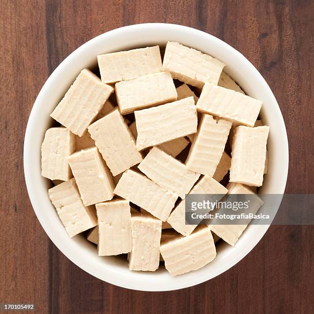 hard tofu cubes - tofu stock pictures, royalty-free photos & images