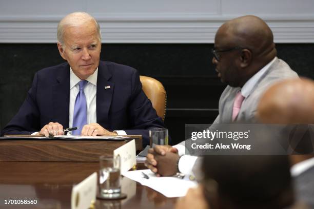 Tony Allen , Chair of the President’s Board of Advisors on HBCUs and President of Delaware State University, speaks as U.S. President Joe Biden...